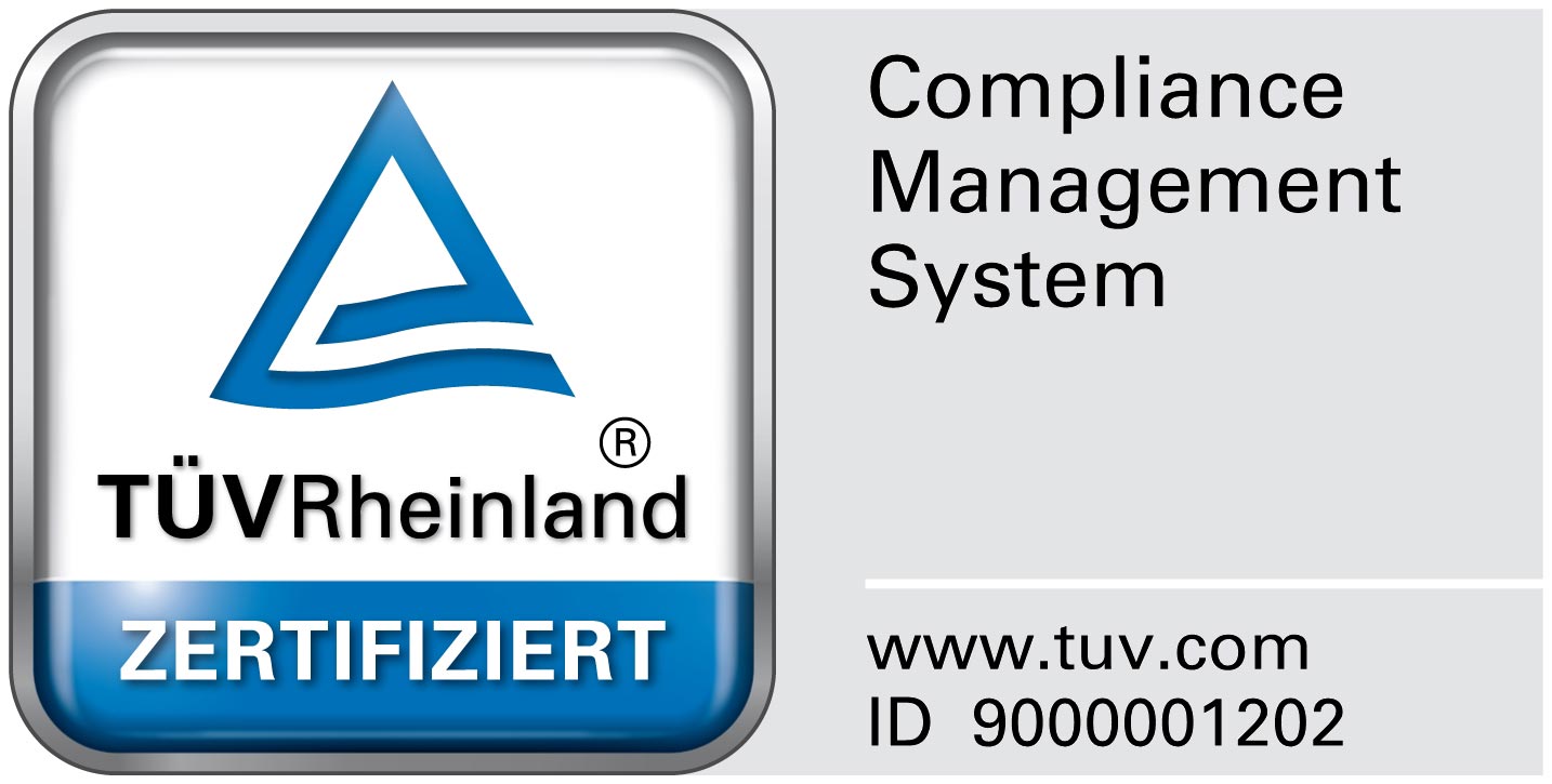 Siegel zur Zertifizierung des Compliance-Management-Systems von TÜV Rheinland