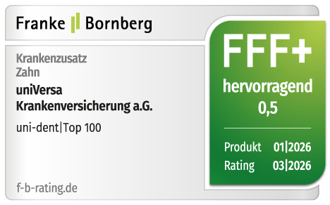 Qualitätssiegel von Ascore für universa Krankenvollversicherung Kompaktschutz Top Privat 300. Ausgezeichnet mit herausragend