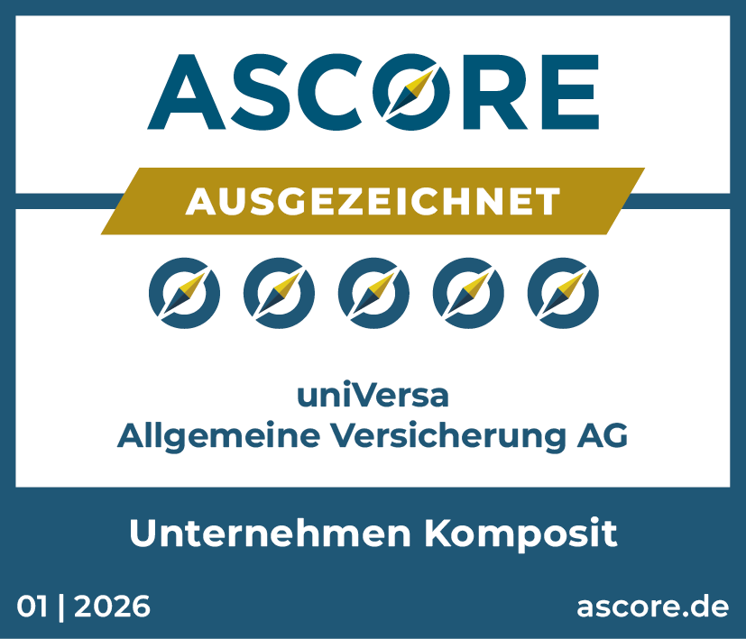 Universa Allgemeine Versicherung AG erhält von ASCORE ein Qualitätssiegel mit ausgezeichnet